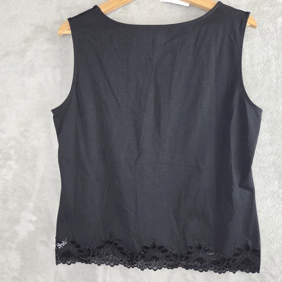Coldwater Creek Black Lace Hem Women's Top - Picture 2 of 7